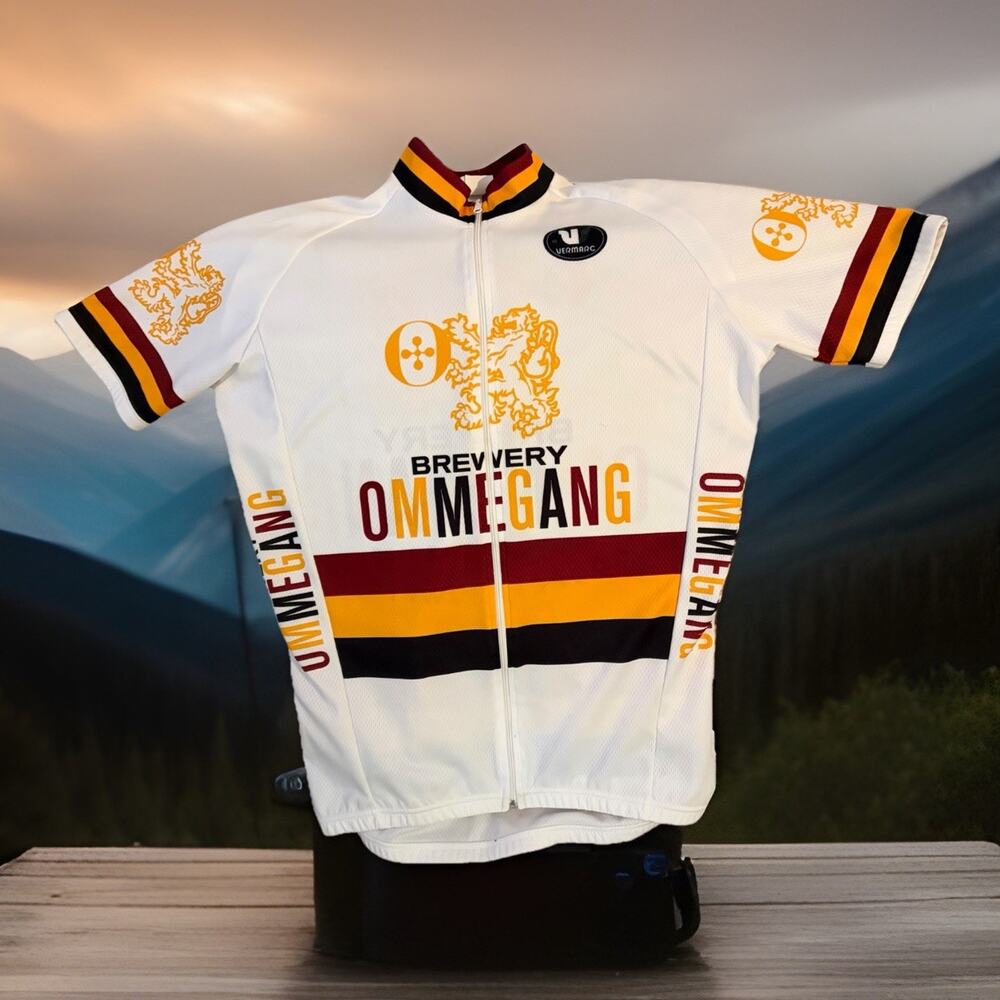 Italian Made Ommegang Brewery Cooperstown NY Cycling Jersey Wm M Athleisure Whte